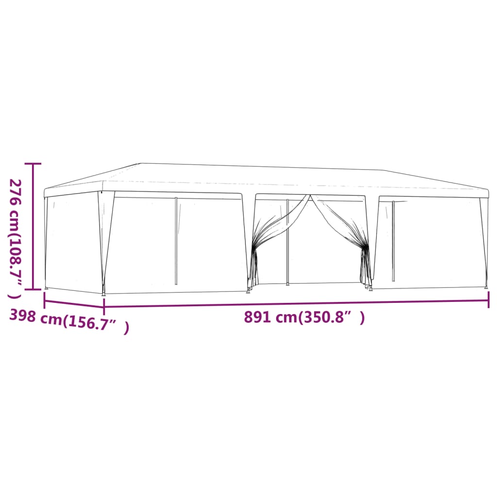 vidaXL Partyzelt mit 8 Mesh-Seitenwänden Anthrazit 9x4 m HDPE