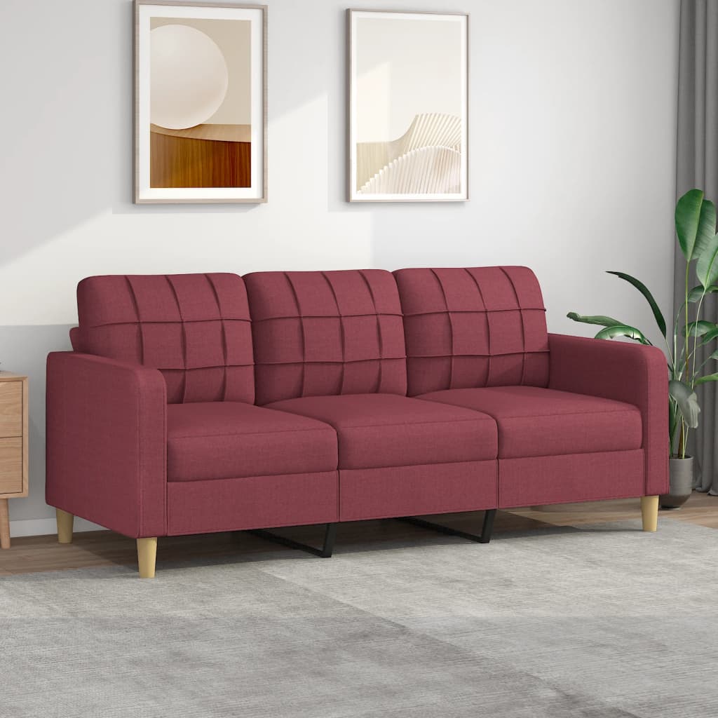 vidaXL 3-Sitzer-Sofa Weinrot 180 cm Stoff