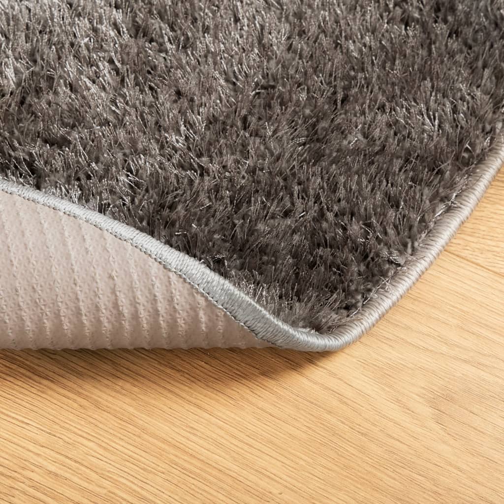 vidaXL Teppich ISTAN Hochflor Glänzend Grau Ø 100 cm