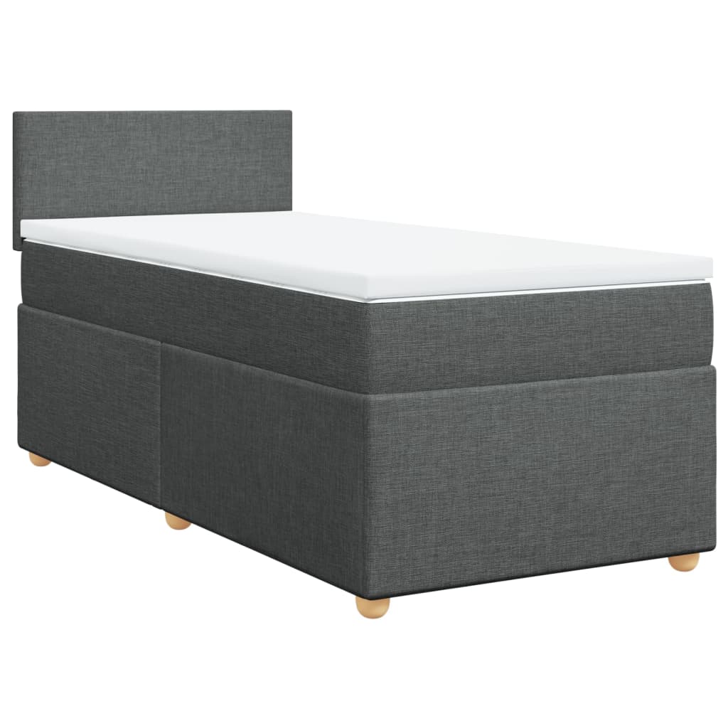 vidaXL Boxspringbett mit Matratze Dunkelgrau Stoff