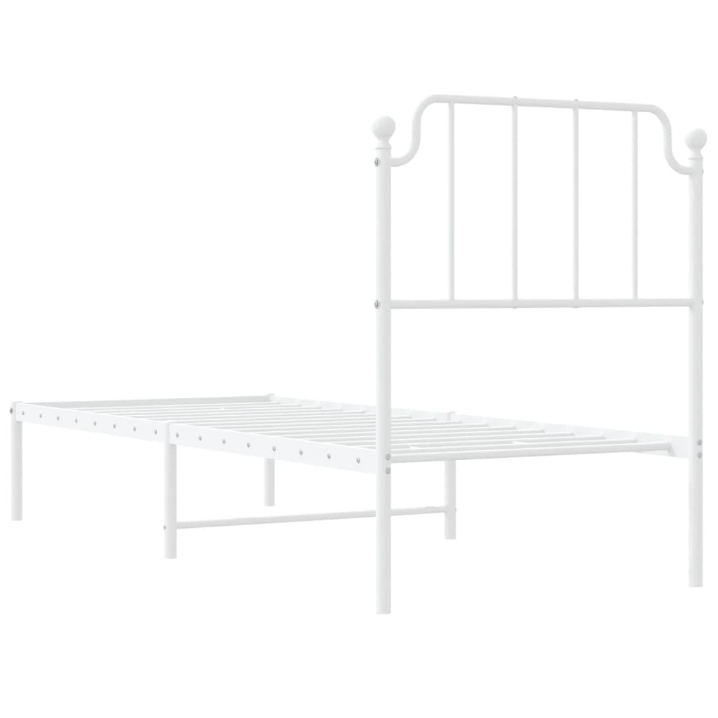 vidaXL Metallbett ohne Matratze mit Kopfteil Weiß 75x190 cm