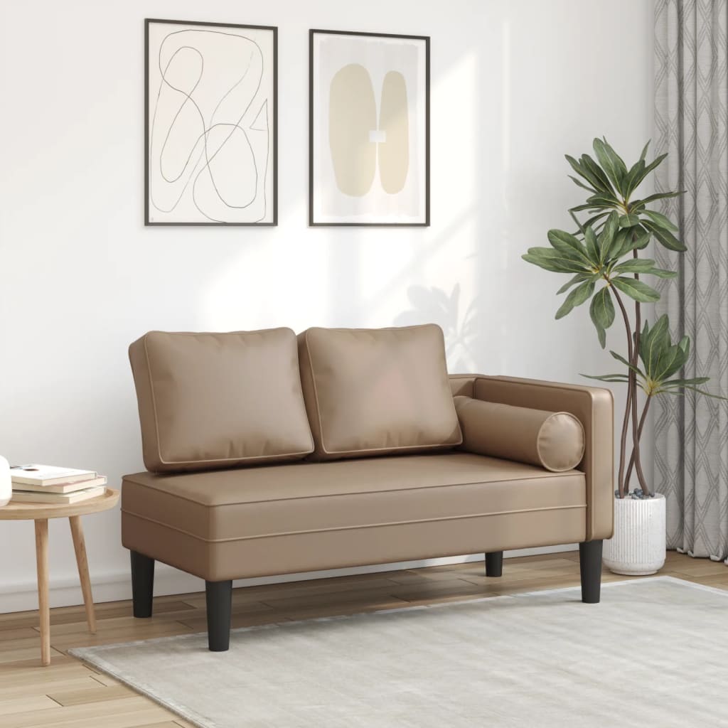 vidaXL Chaiselongue mit Kissen Cappuccino Kunstleder