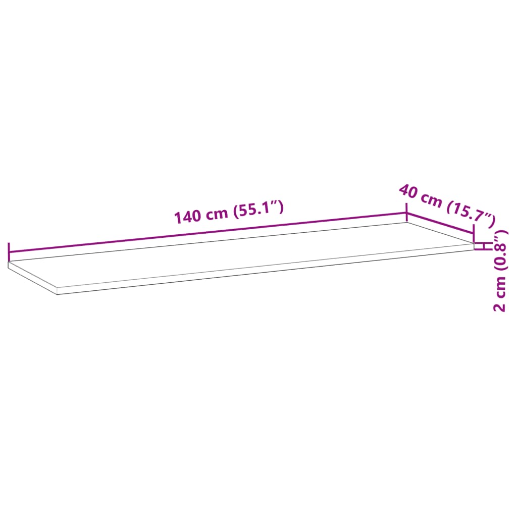 vidaXL Tischplatte 140x40x2 cm Rechteckig Massivholz Akazie