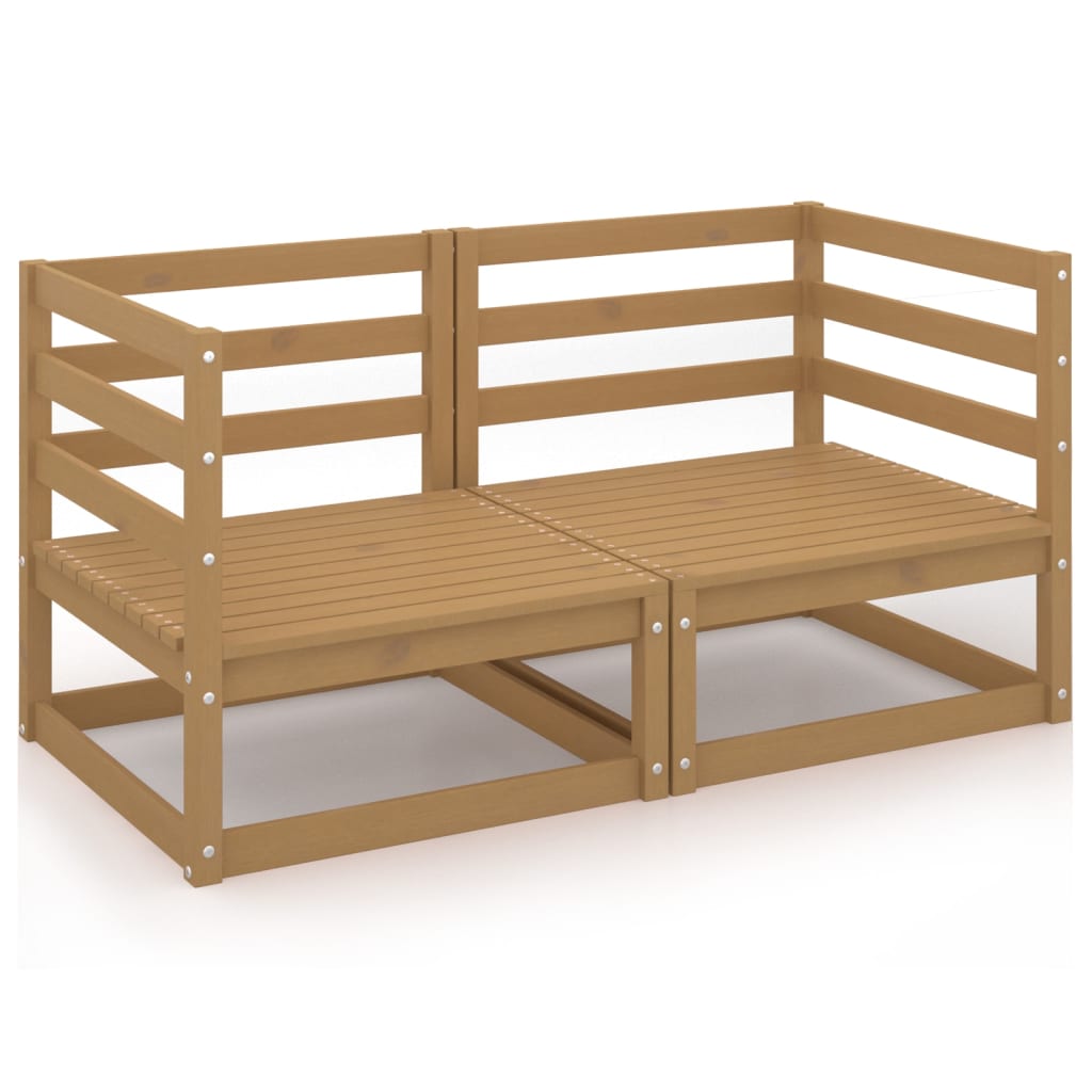 vidaXL Gartensofa 2-Sitzer Honigbraun Massivholz Kiefer