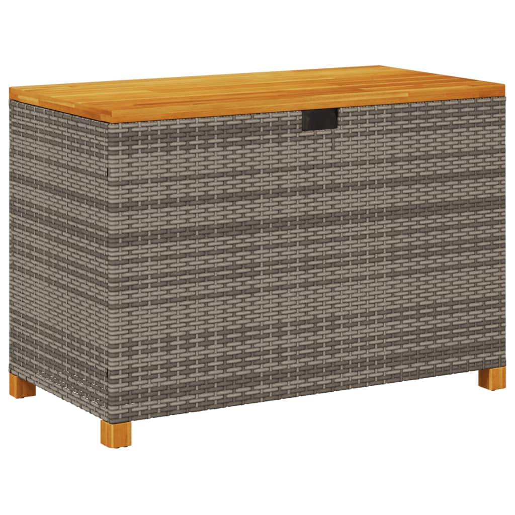 vidaXL Gartentruhe Grau 110x55x63 cm Poly Rattan Akazienholz