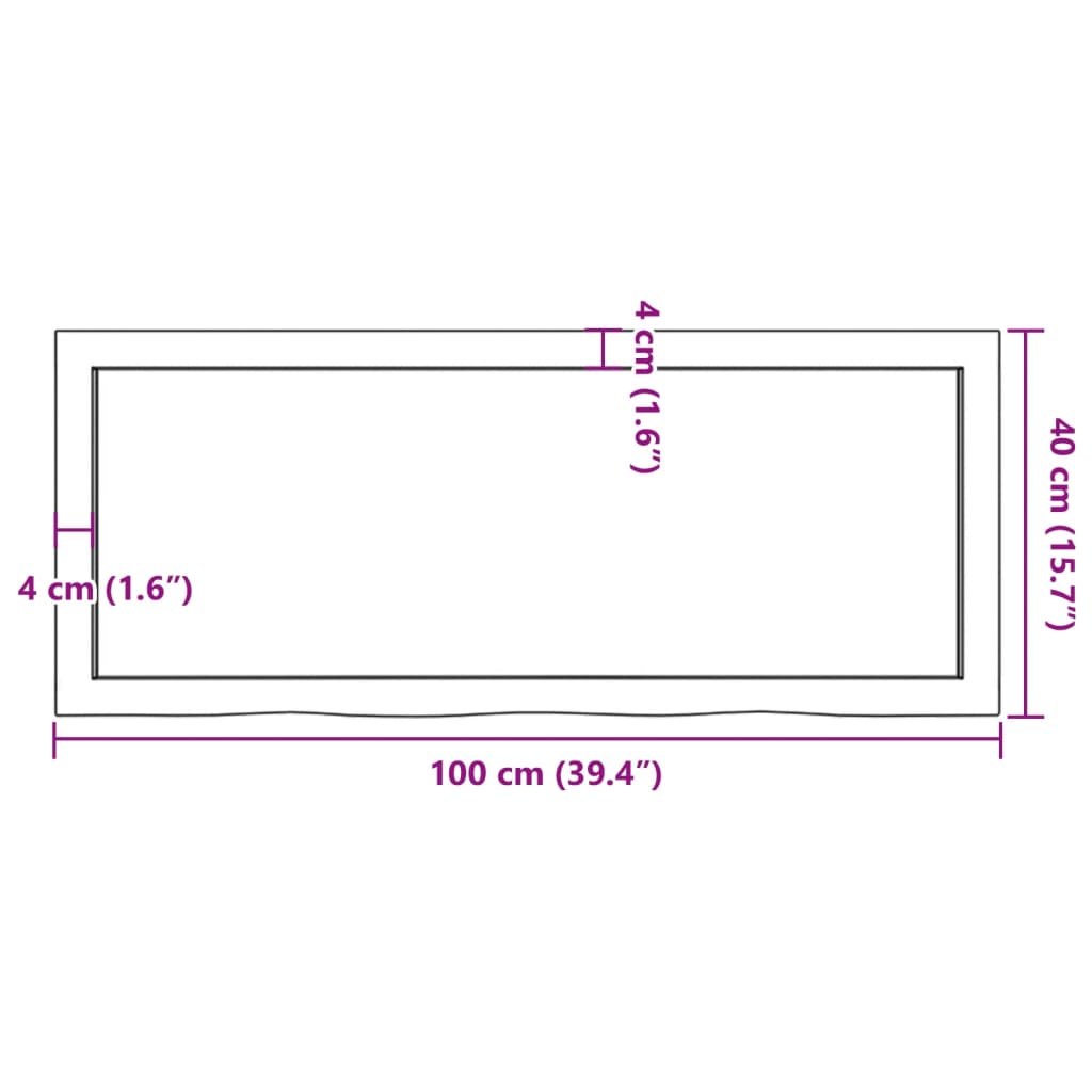 vidaXL Waschtischplatte Dunkelbraun 100x40x(2-4)cm Massivholz