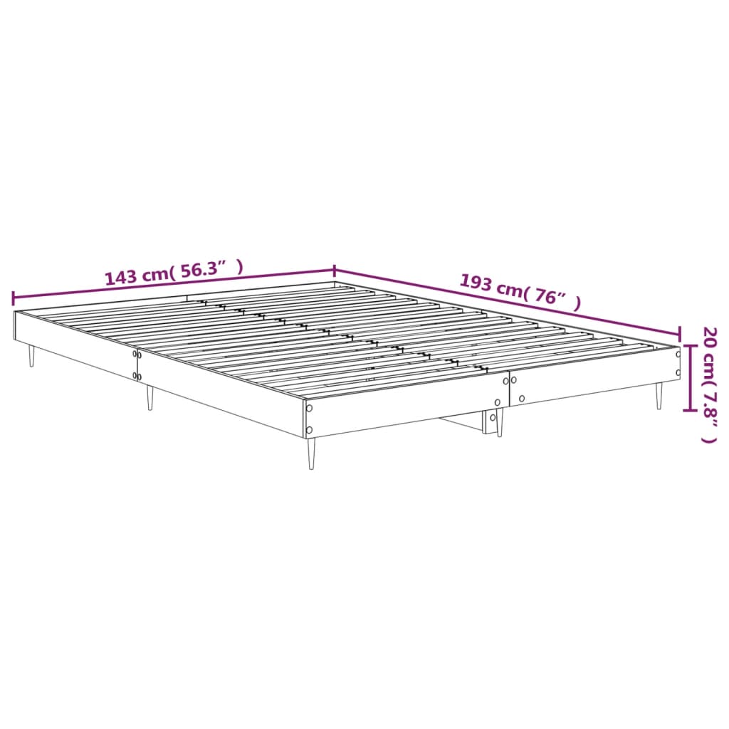 vidaXL Bettgestell Grau Sonoma 140x190 cm Holzwerkstoff