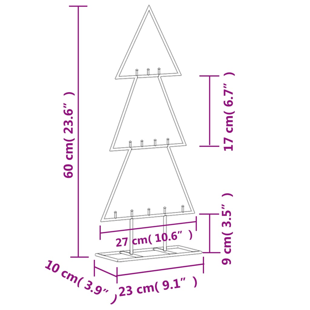 vidaXL Metall-Weihnachtsbaum Deko Schwarz 60 cm