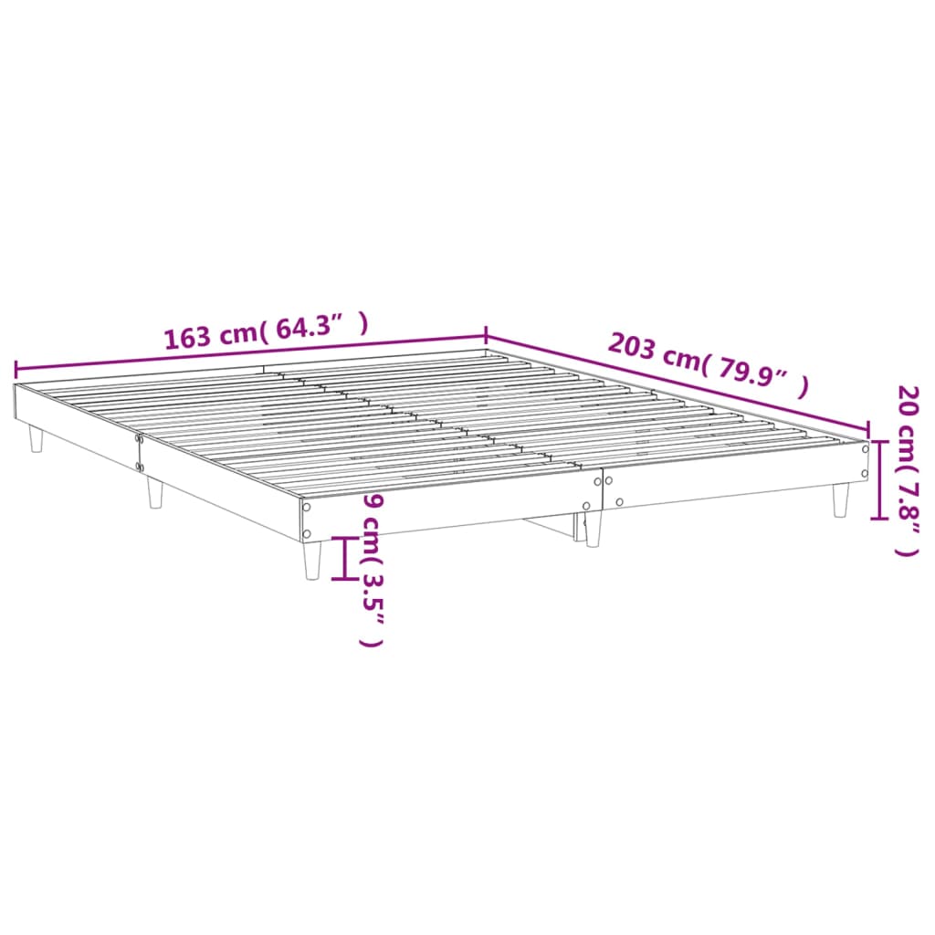 vidaXL Bettgestell ohne Matratze Sonoma-Eiche 160x200 cm Holzwerkstoff