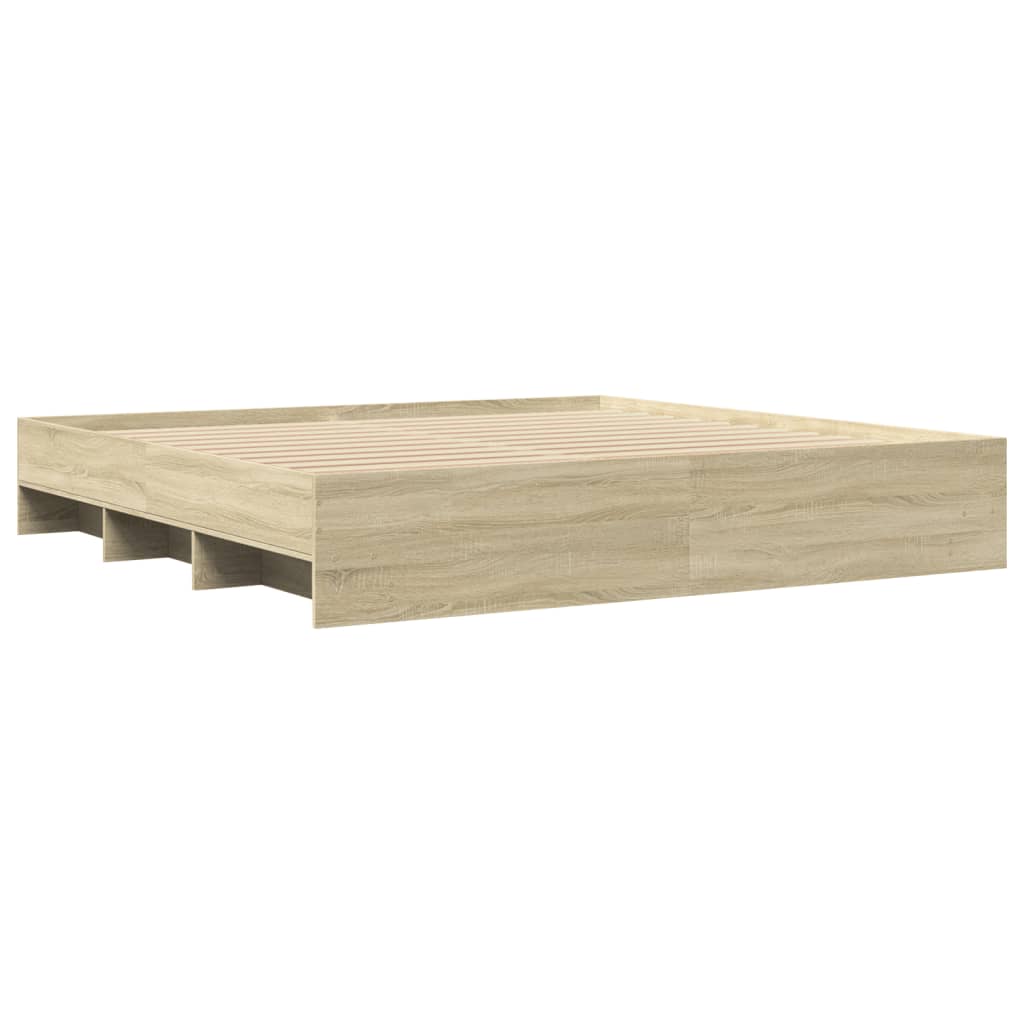 vidaXL Bettgestell Sonoma-Eiche 200x200 cm Holzwerkstoff