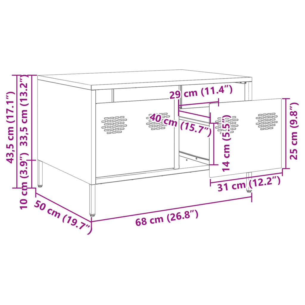 vidaXL TV-Schrank Rosa 68x50x43,5 cm Kaltgewalzter Stahl