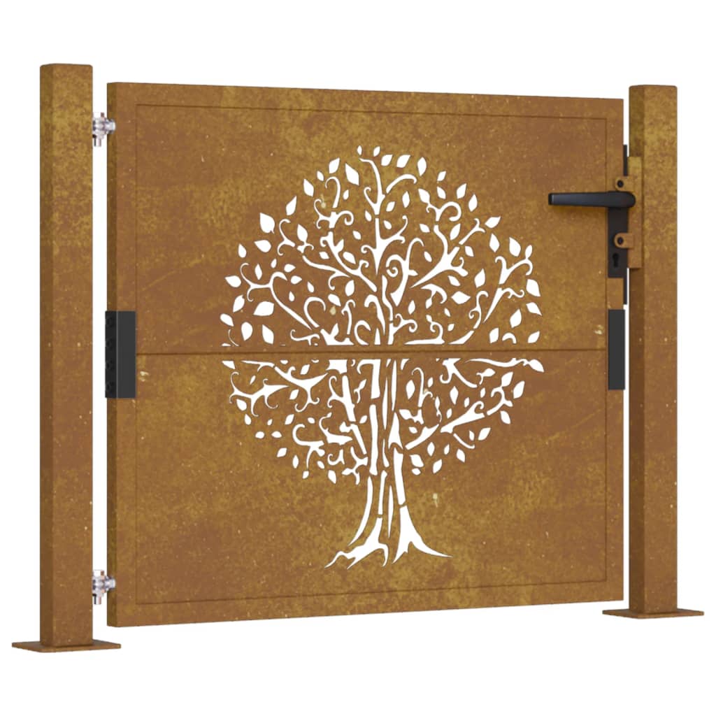 vidaXL Gartentor 105x105 cm Cortenstahl Baum-Design