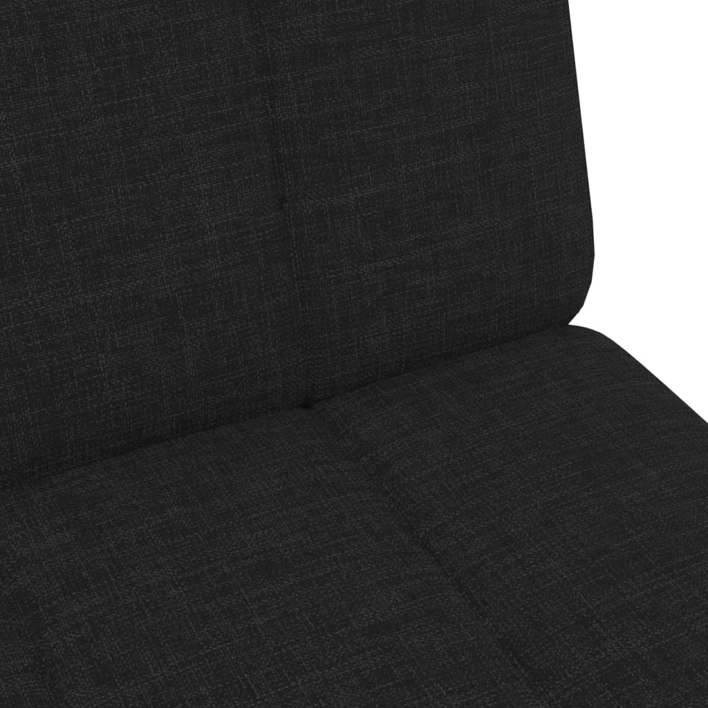 vidaXL Schlafsofa 2-Sitzer mit Fußhocker Schwarz Stoff