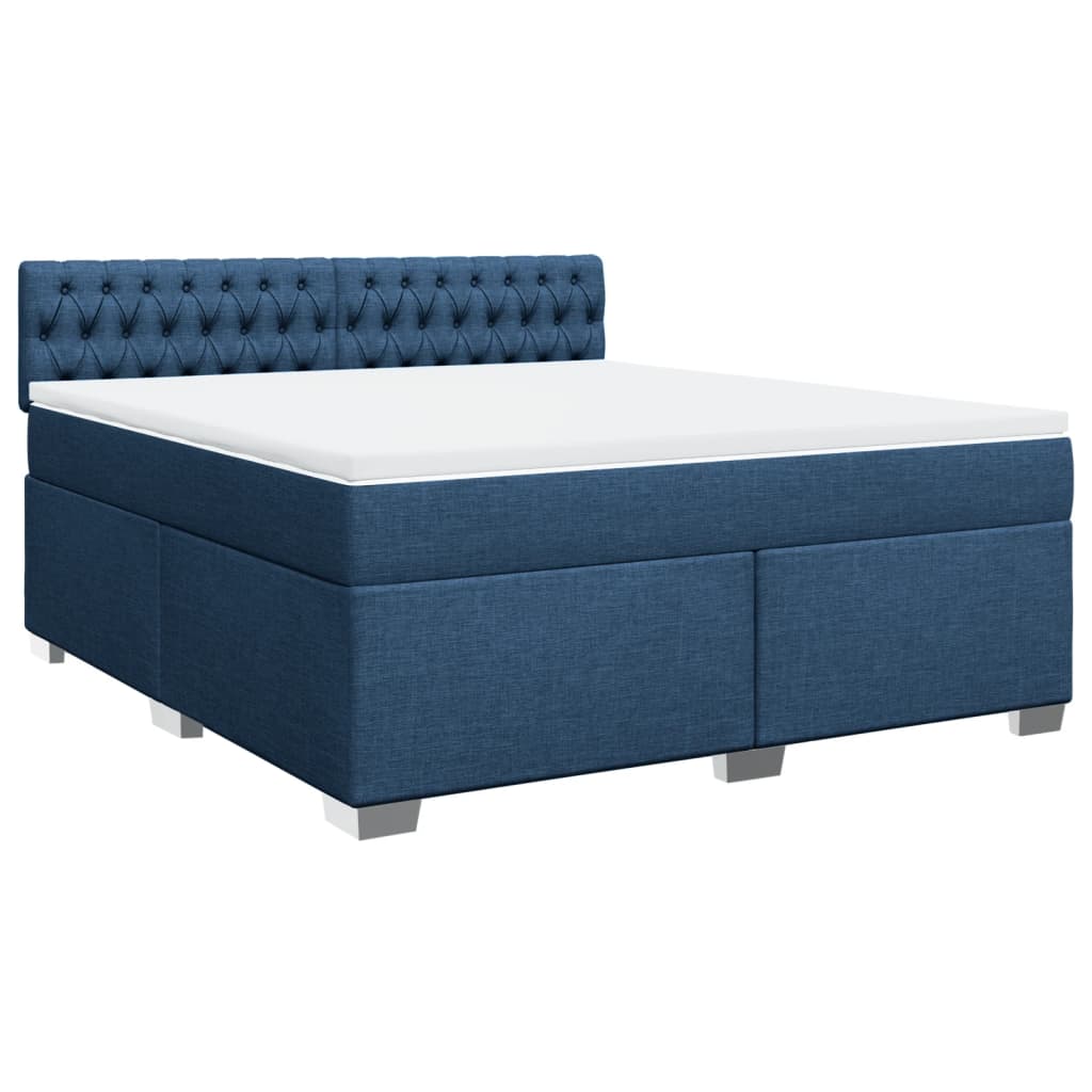 vidaXL Boxspringbett mit Matratze Blau 180x200 cm Stoff