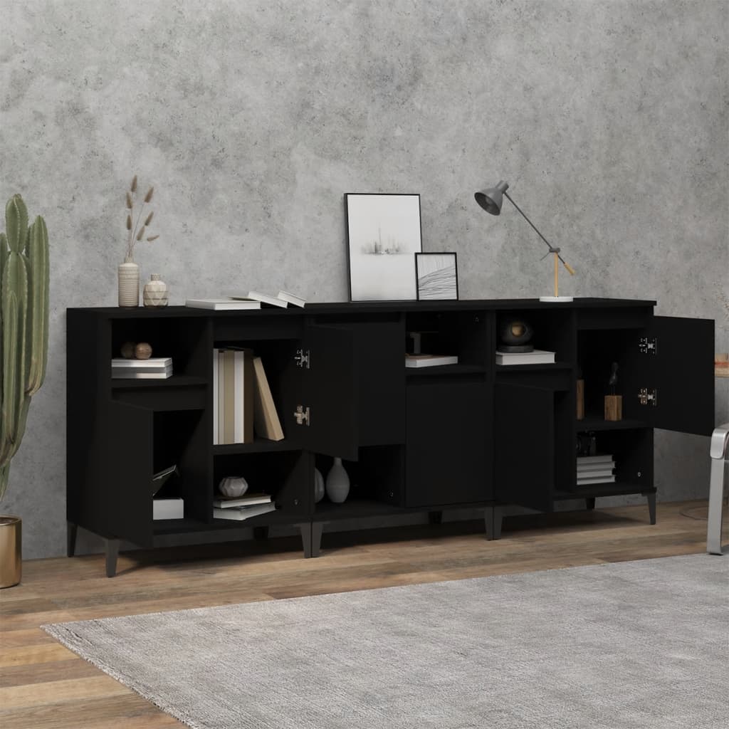 vidaXL Sideboards 3 Stk. Schwarz 60x35x70 cm Holzwerkstoff