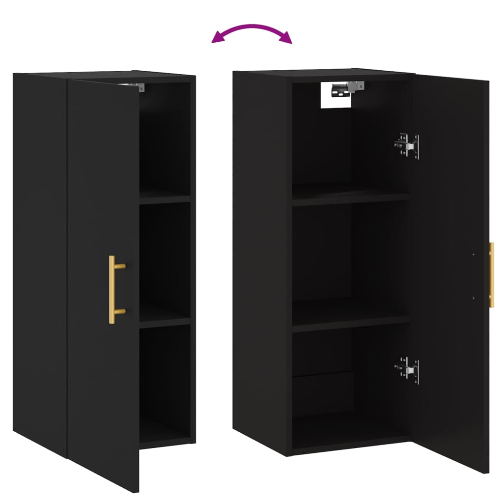 vidaXL Wandschrank Schwarz 34,5x34x90 cm