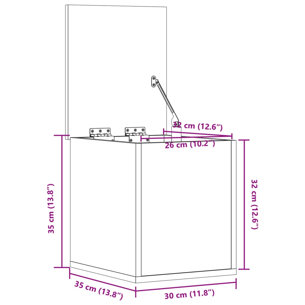 vidaXL Truhe Grau Sonoma 30x35x35 cm Holzwerkstoff