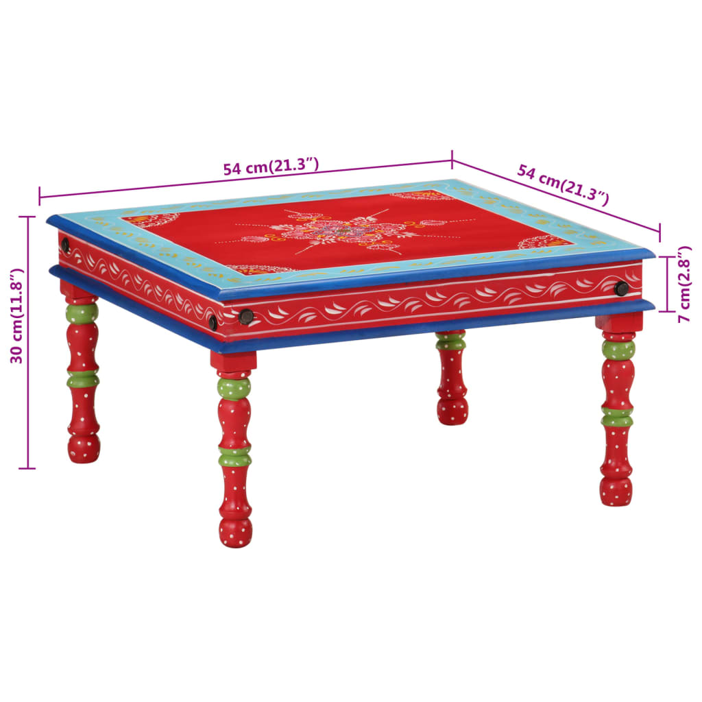 vidaXL Couchtisch Rot Handbemalt Massivholz Mango