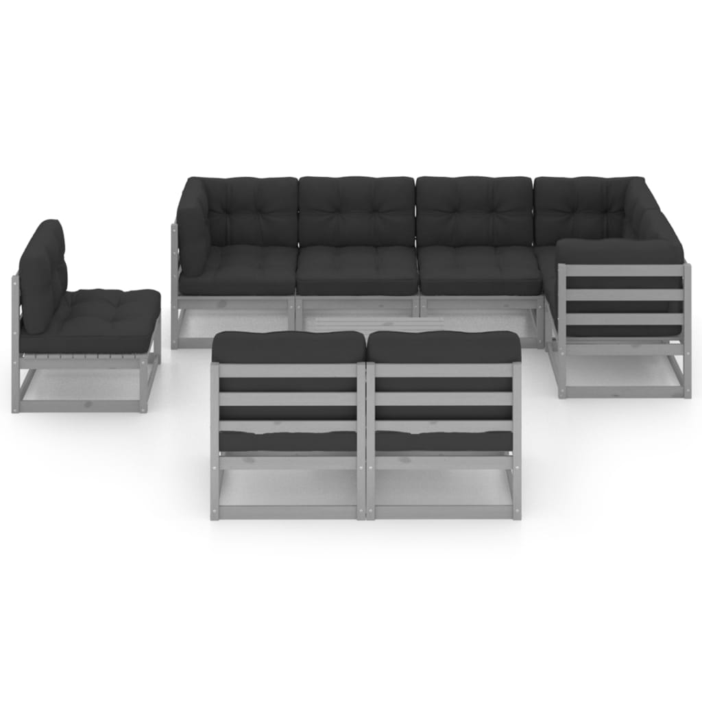 vidaXL 9-tlg. Garten-Lounge-Set mit Kissen Massivholz Kiefer