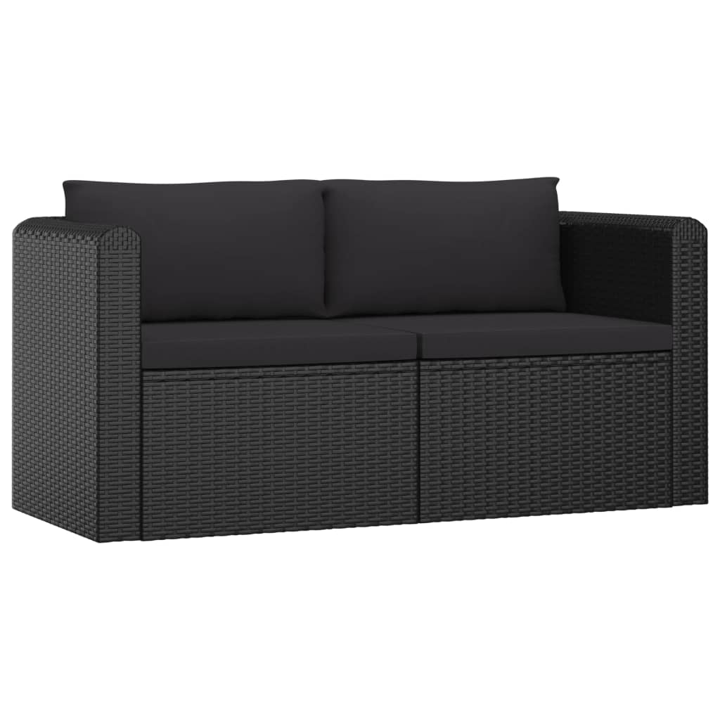 vidaXL 9-tlg. Garten-Lounge-Set mit Kissen Poly Rattan Schwarz