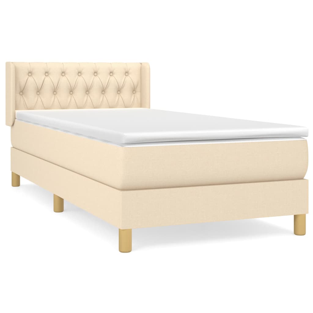 vidaXL Boxspringbett mit Matratze Creme 90x200 cm Stoff