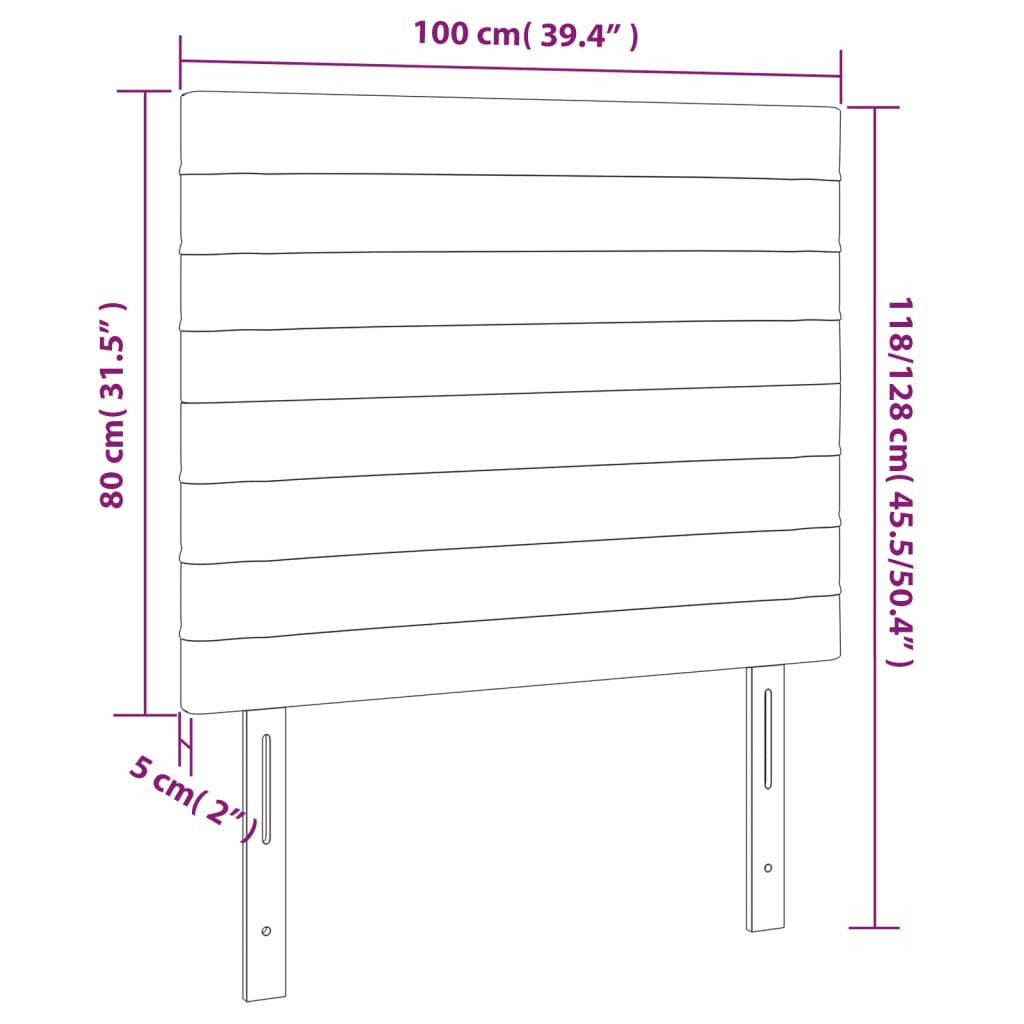 vidaXL LED Kopfteil Rosa 100x5x118/128 cm Samt