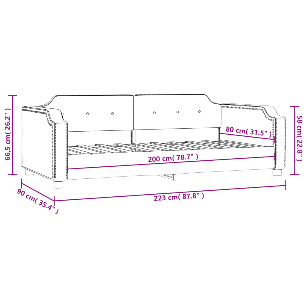 vidaXL Tagesbett Schwarz 80x200 cm Stoff