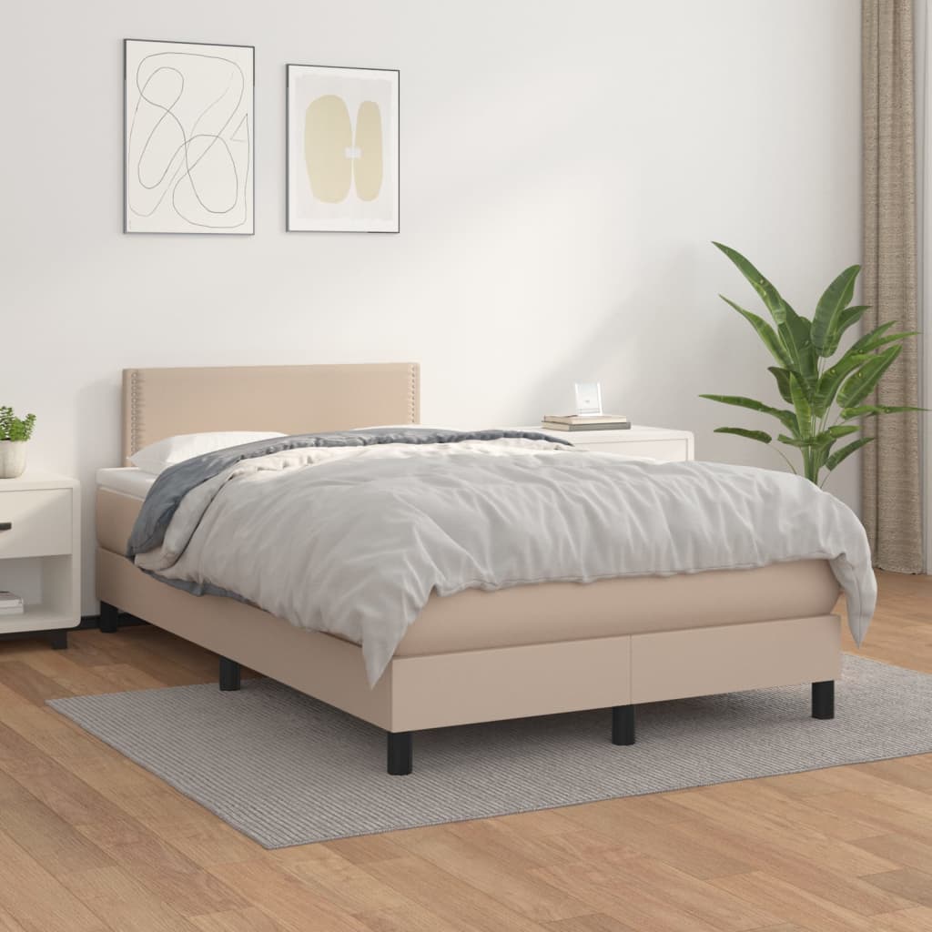 vidaXL Boxspringbett Matratze Cappuccino-Braun 120x200cm Kunstleder