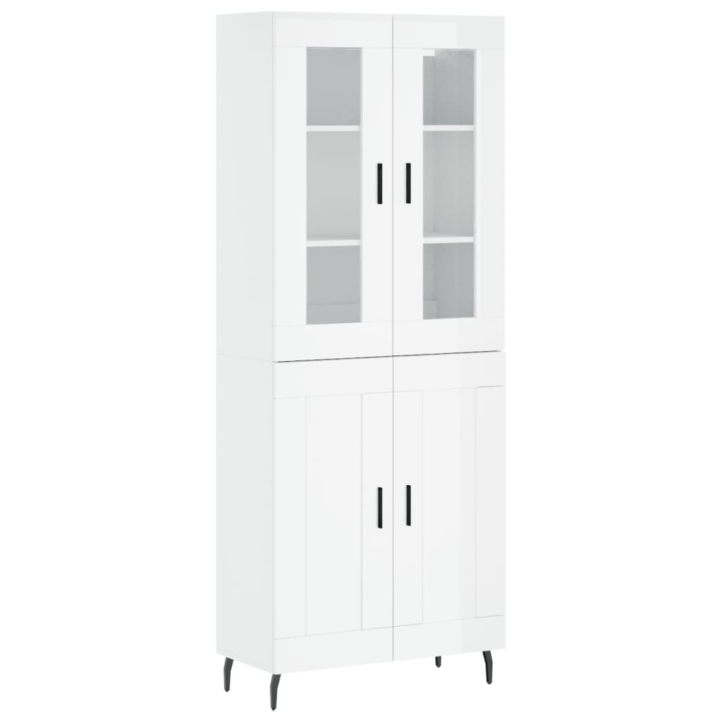 vidaXL Highboard Hochglanz-Weiß 69,5x34x180 cm Holzwerkstoff