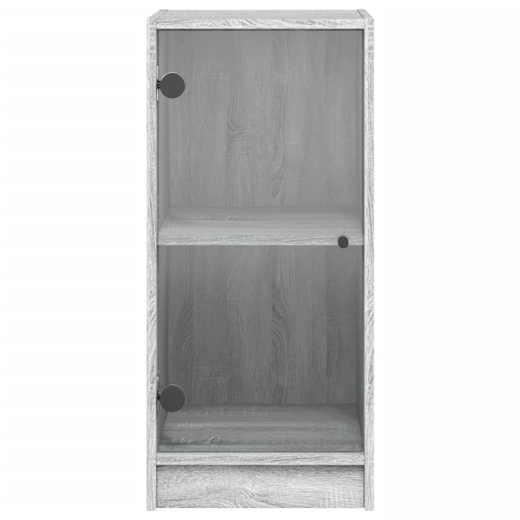 vidaXL Beistellschrank mit Glastüren Grau Sonoma 35x37x75,5 cm