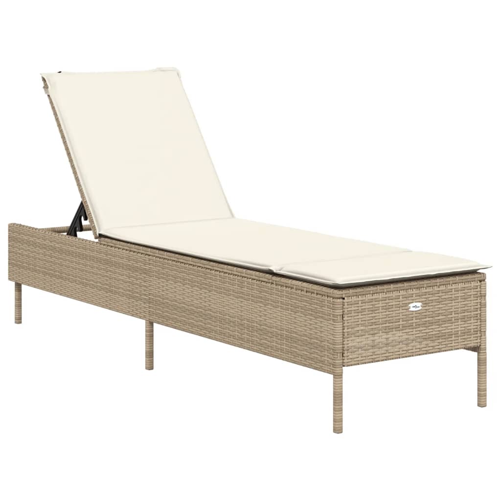 vidaXL Sonnenliegen mit Auflagen 2 Stk. Beige Poly Rattan