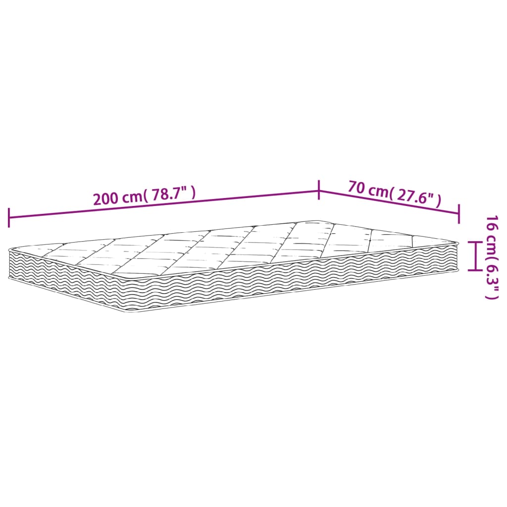 vidaXL Matratze Schaumstoff Mittelweich 70x200 cm