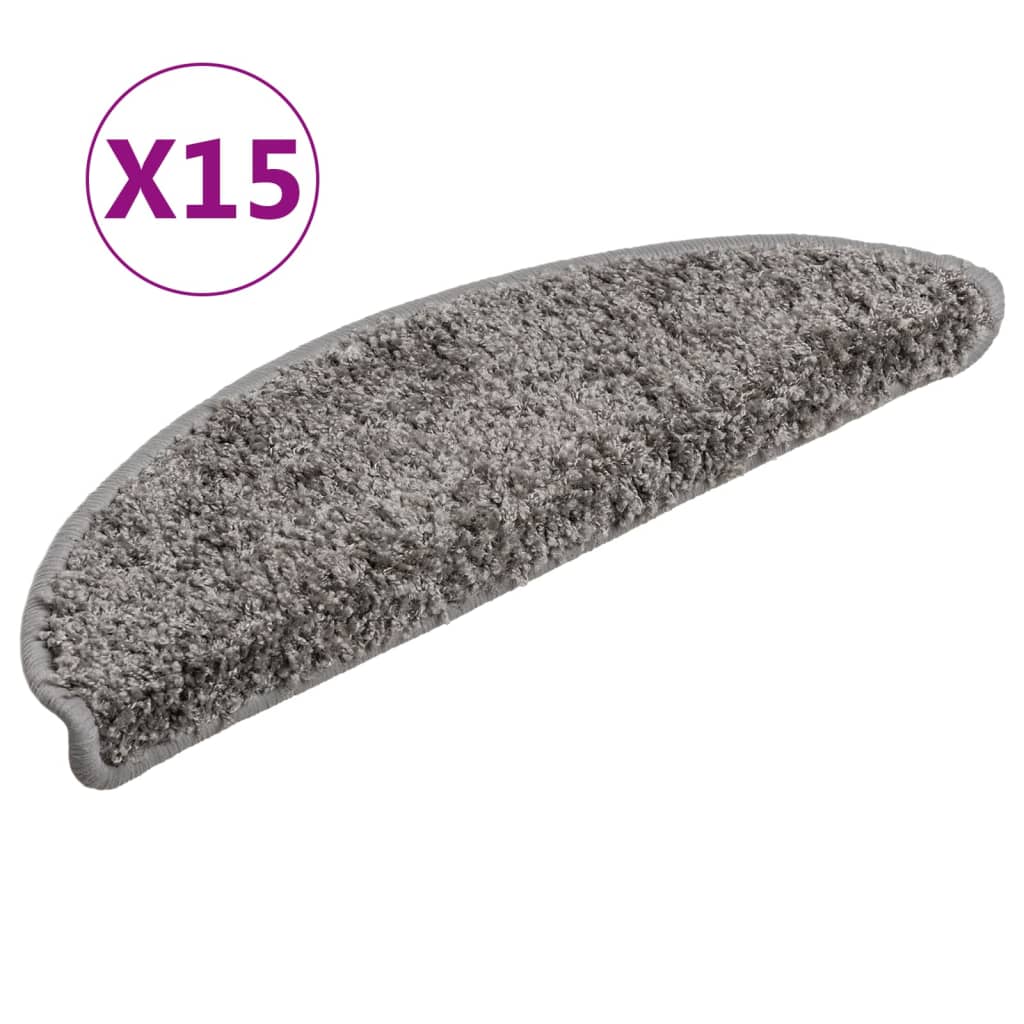 vidaXL Treppenmatten 15 Stk. Grau 56x17x3 cm