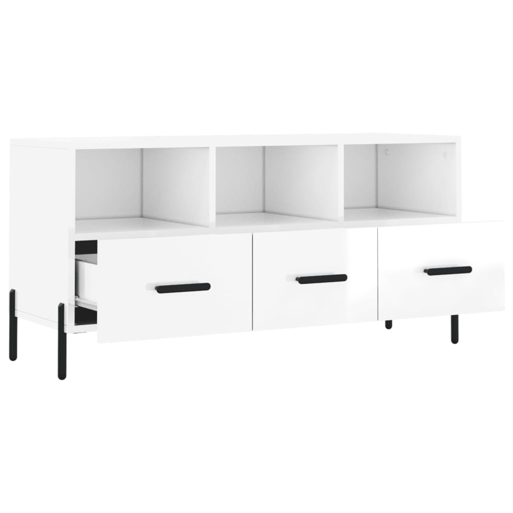 vidaXL TV-Schrank Hochglanz-Weiß 102x36x50 cm Holzwerkstoff