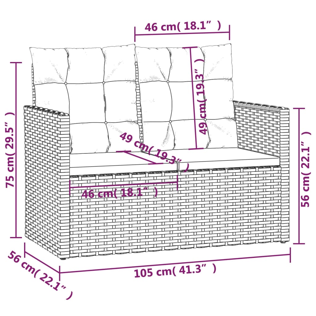 vidaXL 4-tlg. Garten-Lounge-Set mit Kissen Poly Rattan Schwarz