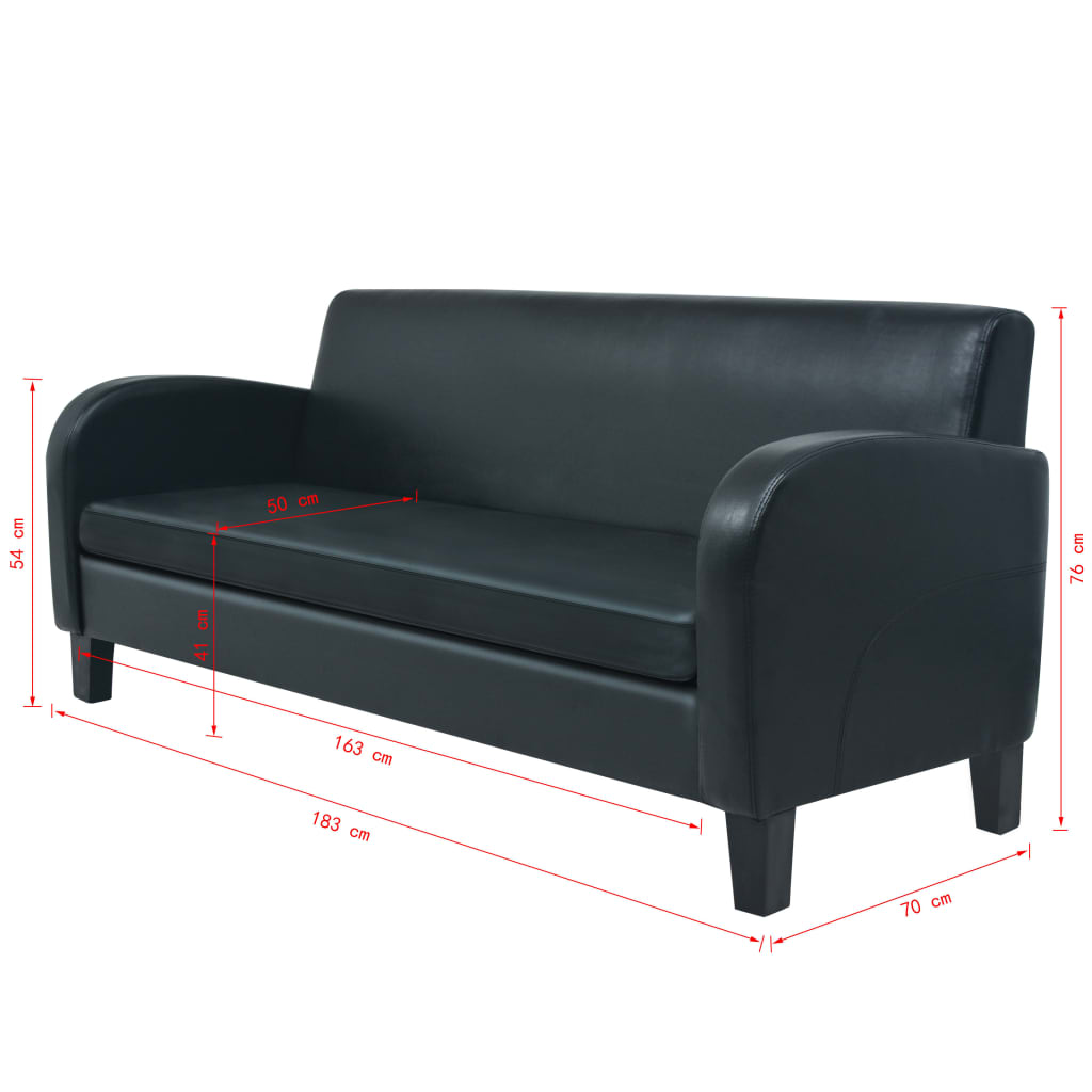 vidaXL 2-tlg. Sofa-Set Kunstleder Schwarz