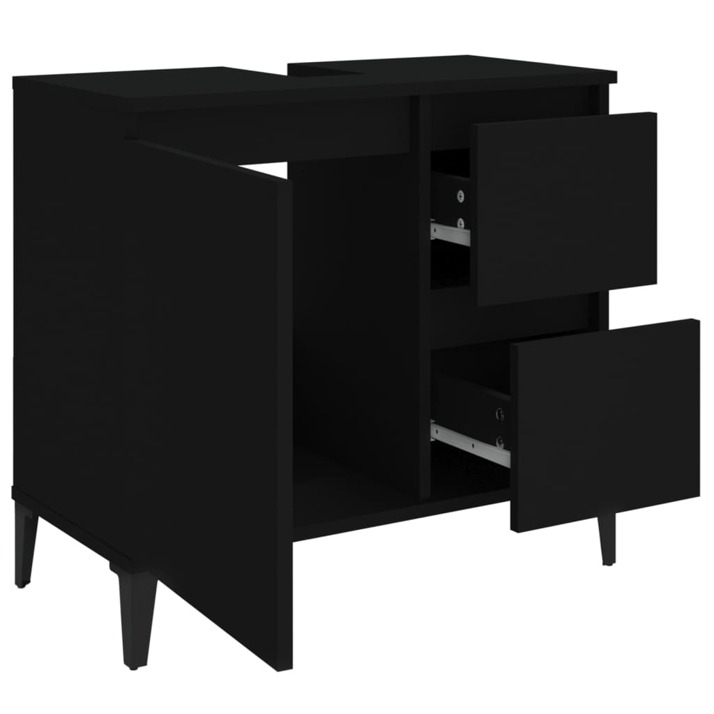 vidaXL Badschrank Schwarz 65x33x60 cm Holzwerkstoff