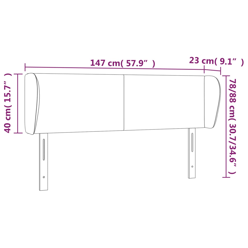 vidaXL Kopfteil mit Ohren Hellgrau 147x23x78/88 cm Samt