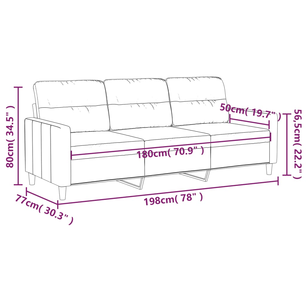 vidaXL 3-Sitzer-Sofa Taupe 180 cm Stoff