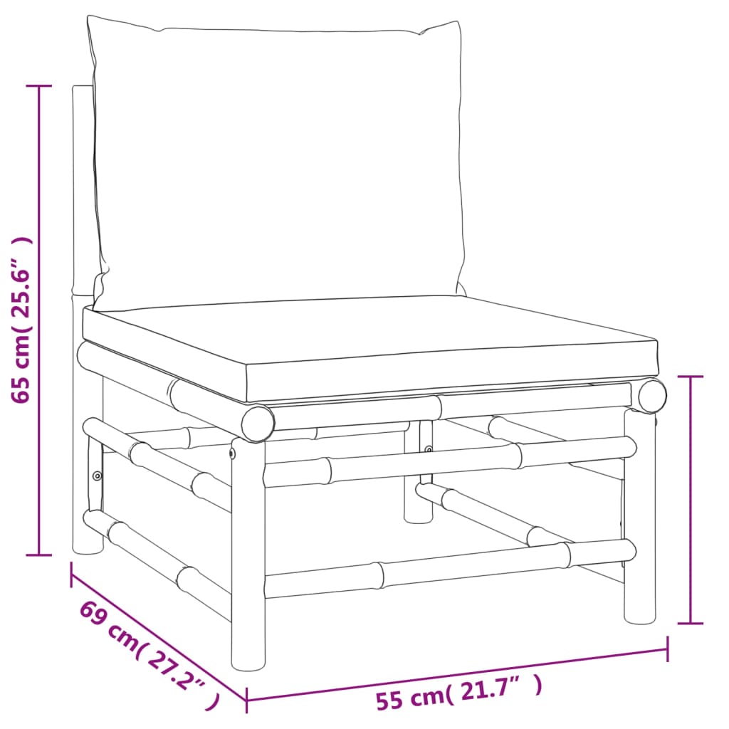 vidaXL 4-tlg. Garten-Lounge-Set mit Taupe Kissen Bambus