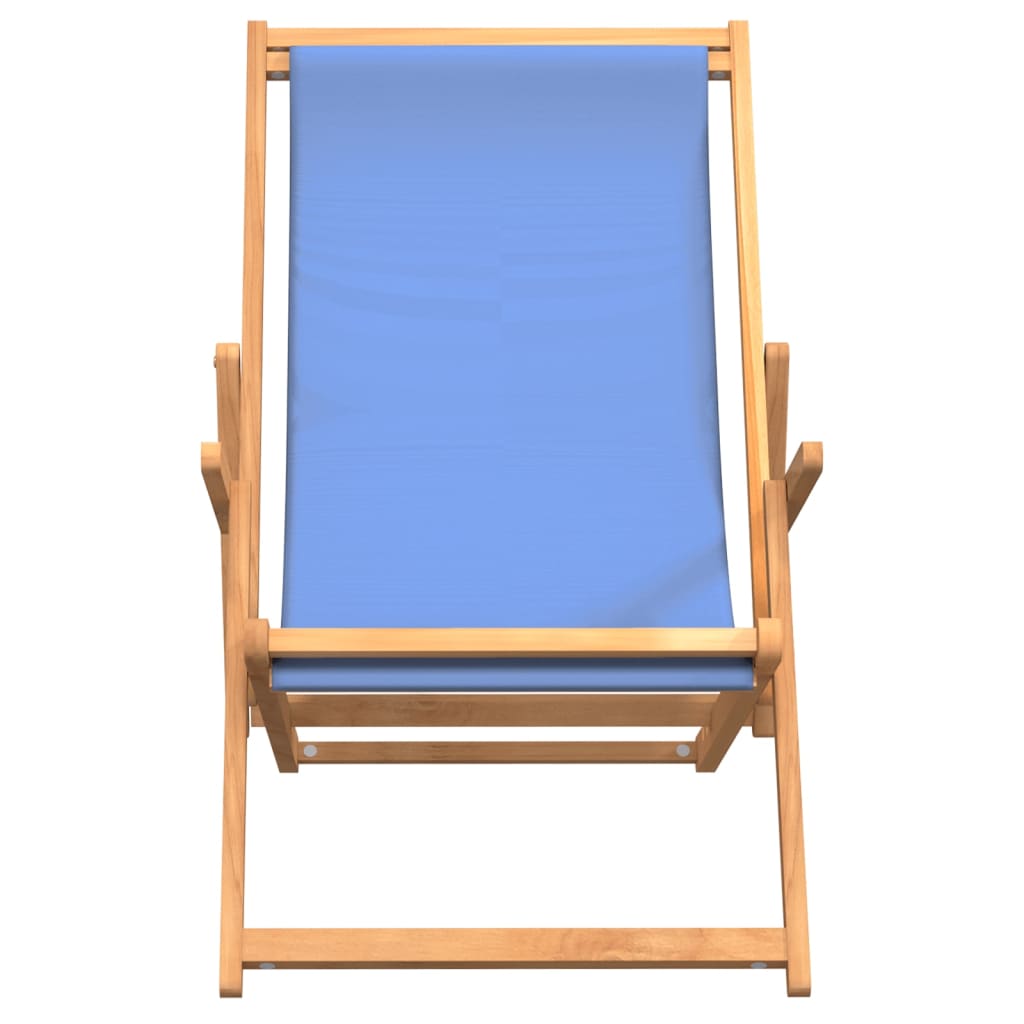 vidaXL Strandstuhl Klappbar Massivholz Teak Blau