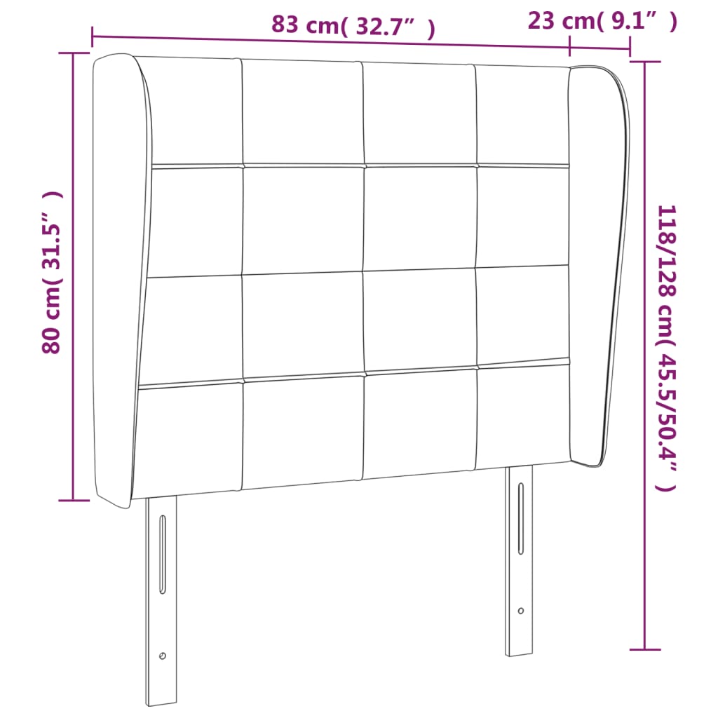 vidaXL Kopfteil mit Ohren Creme 83x23x118/128 cm Stoff