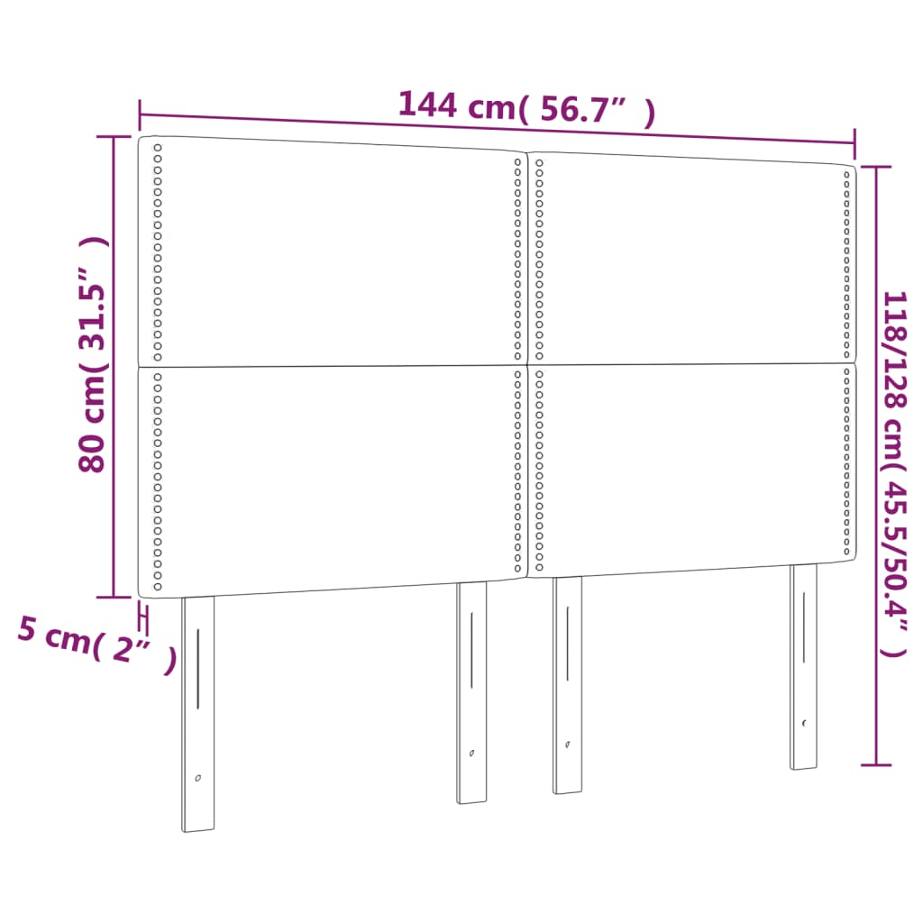 vidaXL LED Kopfteil Hellgrau 144x5x118/128 cm Samt