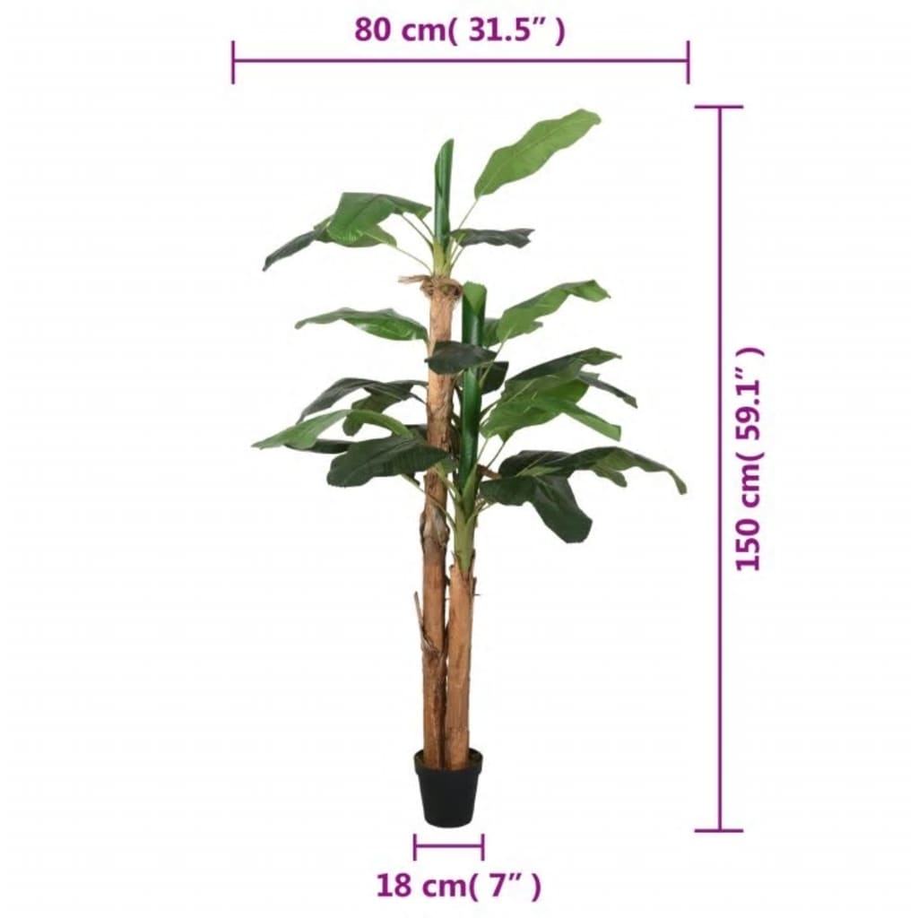 vidaXL Bananenbaum Künstlich 18 Blätter 150 cm Grün