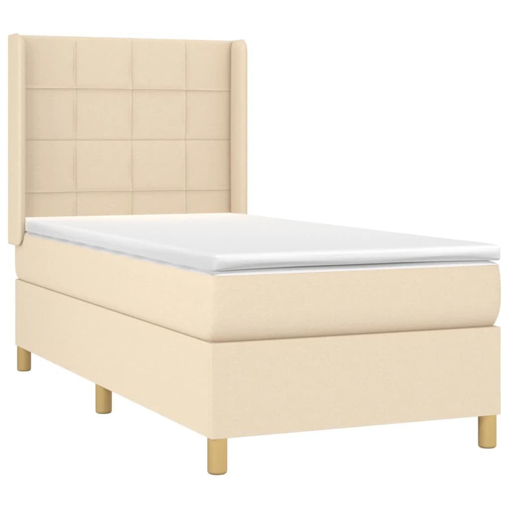 vidaXL Boxspringbett mit Matratze & LED Creme 80x200 cm Stoff