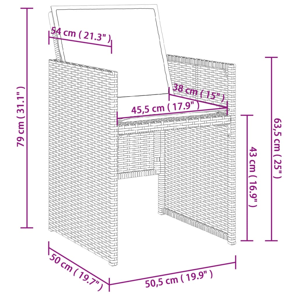 vidaXL 13-tlg. Garten-Essgruppe mit Kissen Grau Poly Rattan