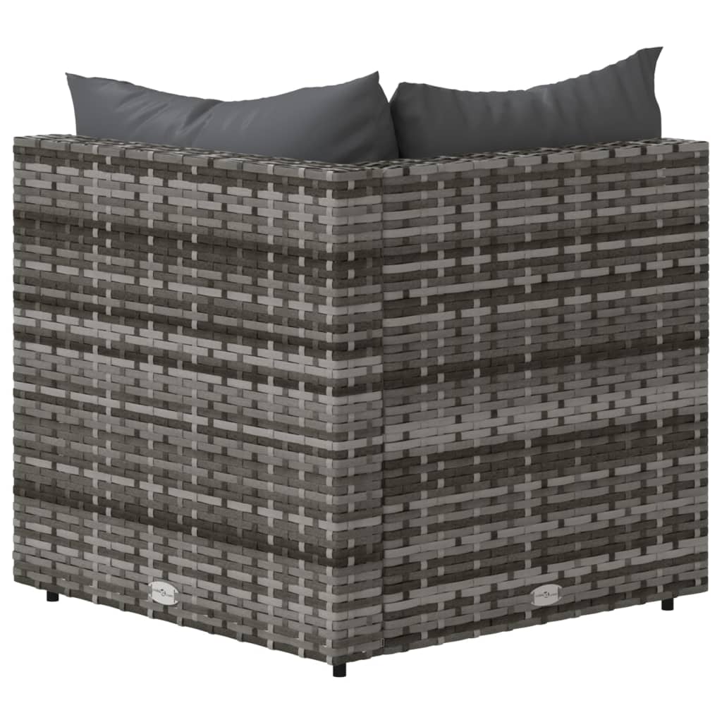 vidaXL Garten-Ecksofa mit Kissen Grau Poly Rattan