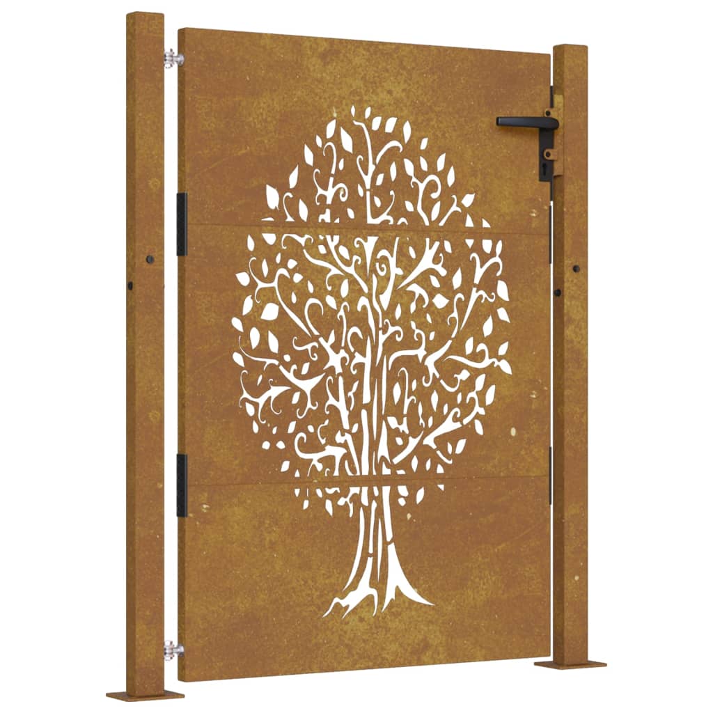 vidaXL Gartentor 105x155 cm Cortenstahl Baum-Design