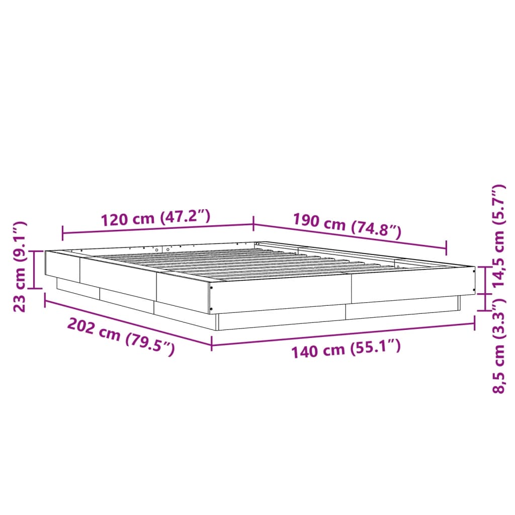 vidaXL Bettgestell Weiß 120x190 cm Holzwerkstoff