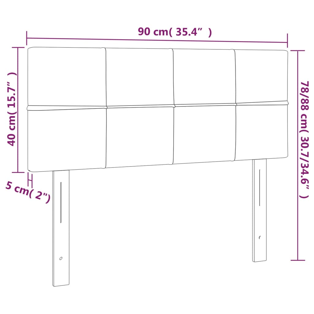 vidaXL LED Kopfteil Blau 90x5x78/88 cm Stoff